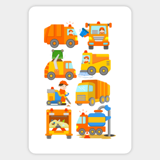 Cute Trash Vehicles Garbage Truck Kids Design Sticker